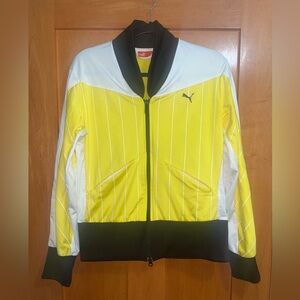 Rare Vintage Puma White and Yellow Archive Pinstripe T7 Women’s Track Jacket XL